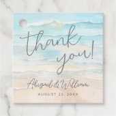 Waterverf op het strand bruiloft bedankjes labels (Voorkant)