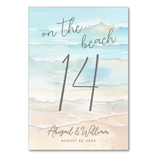 Waterverf op het strand bruiloft kaart (Achterkant)