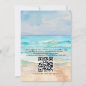 Waterverf op het strand Budget QR-code Trouwen Kaart (Achterkant)