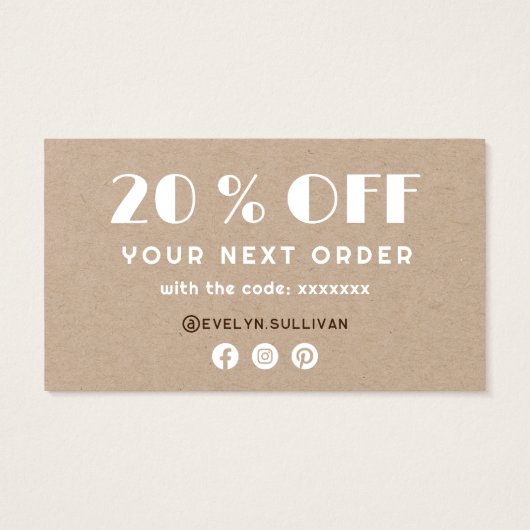 Waterverf op kraft paper discount card visitekaartje (Achterkant)