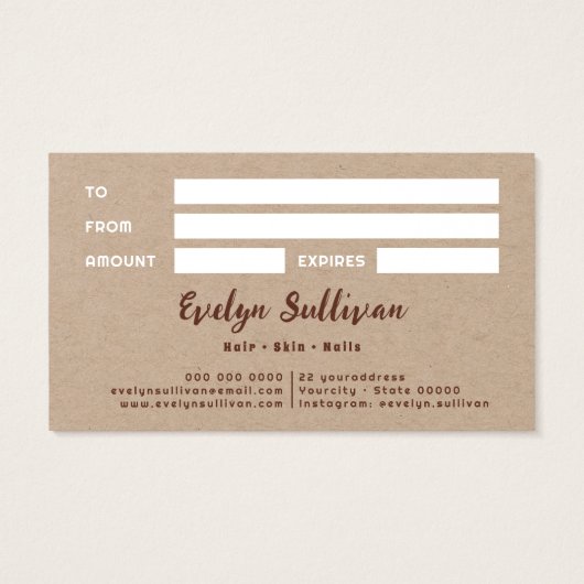 Waterverf op kraft paper gift card visitekaartje (Achterkant)