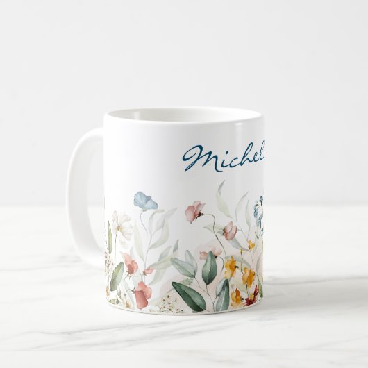 Waterverf op maat Floral 11 oz. Classic Koffiemok (Voorkant links)