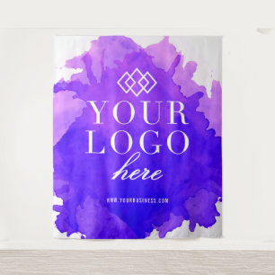 Waterverf op maat gemaakt logo beurs evenement ach wandkleed