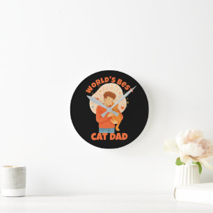 Waterverf op maat gemaakte foto van de beste katte ronde klok