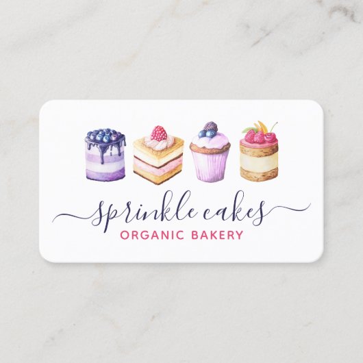 Waterverf, op maat gesneden bakkerswaren  visitekaartje (Voorkant)