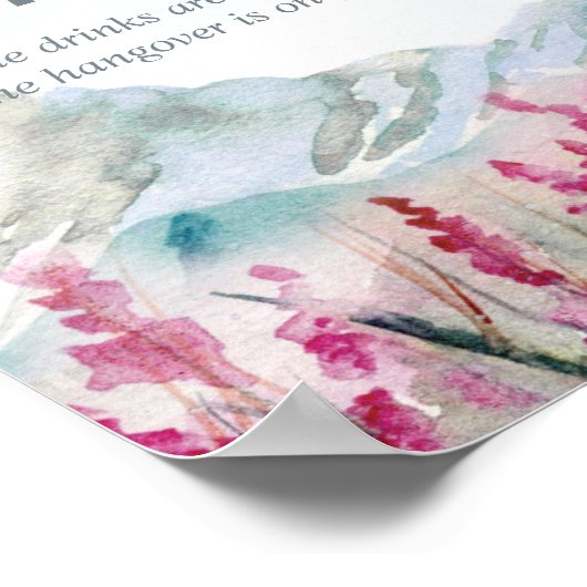 Waterverf Open Bar voor mountain Wedding Poster (Hoek)