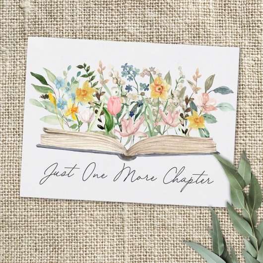 Waterverf Open Boek met Bloemen Floral Aesthetic Briefkaart