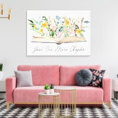 Waterverf Open Boek met Bloemen Floral Aesthetic Canvas Afdruk (Insitu (Woonkamer))
