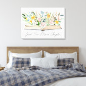 Waterverf Open Boek met Bloemen Floral Aesthetic Canvas Afdruk (Insitu (Slaapkamer))