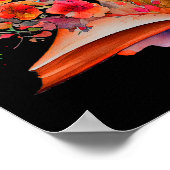 Waterverf Open boek met bloemetjes Poster (Hoek)