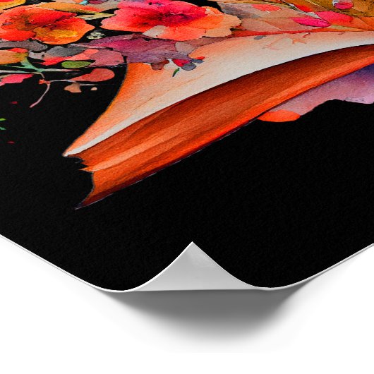 Waterverf Open boek met bloemetjes Poster (Hoek)