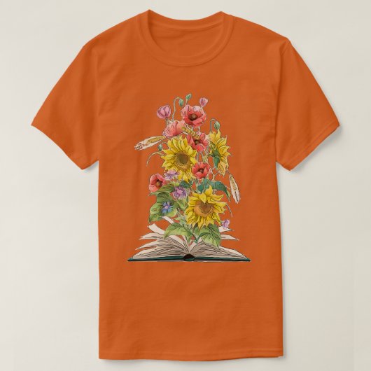 Waterverf Open Boek met zonnebloemen en oppies T-shirt (Design voorkant)