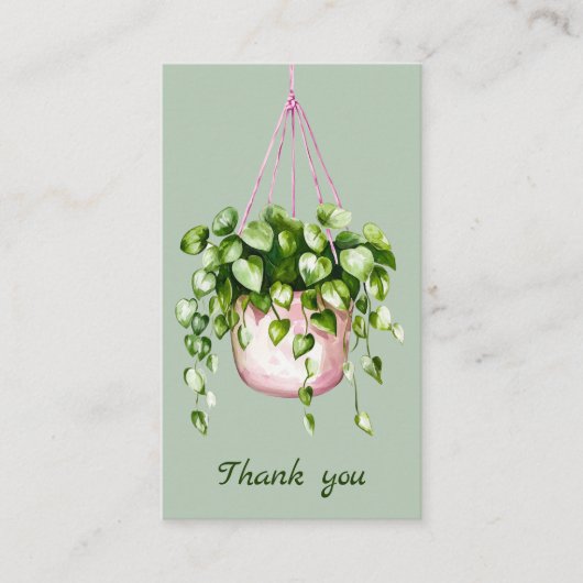 Waterverf opknoping Plant Dank u Informatiekaartje (Voorkant)