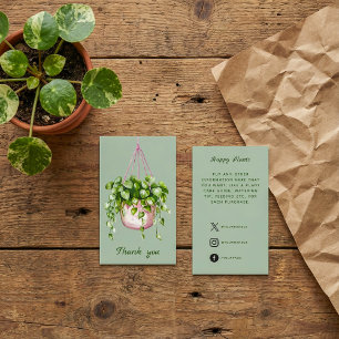 Waterverf opknoping Plant Dank u Informatiekaartje