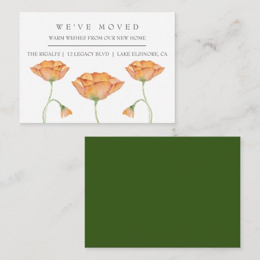 Waterverf oppies New Home Moving Aankondiging (Voorkant / Achterkant)