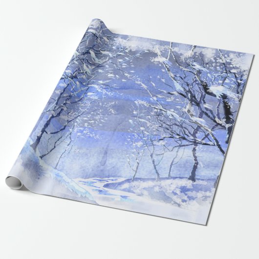 Waterverf-opvulpapier voor winterBossen Cadeaupapier