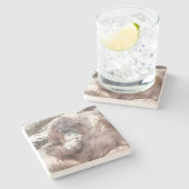 Waterverf Orang 2 Stenen Onderzetter (Zijkant)