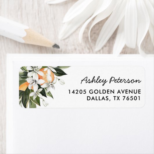 Waterverf Oranje Baby shower Etiket (Insitu)