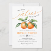 Waterverf Oranje Baby shower Uitnodiging voor twee (Voorkant)