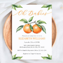 Waterverf Oranje Baby shower Uitnodiging voor twee