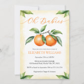 Waterverf Oranje Baby shower Uitnodiging voor twee (Voorkant)