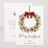 Waterverf Oranje bessen Krans Vrolijk Kerstfeest Notitiekaartje (Voorkant / Achterkant)