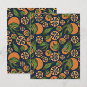 Waterverf Oranje blauw fruitpatroon Briefkaart (Voorkant / Achterkant)