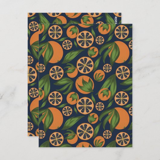 Waterverf Oranje blauw fruitpatroon Briefkaart (Voorkant / Achterkant)
