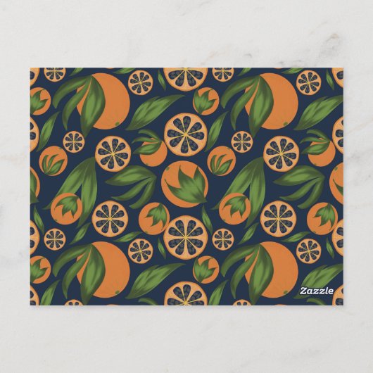 Waterverf Oranje blauw fruitpatroon Briefkaart (Achterkant)