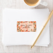 Waterverf Oranje Bloem Motief Retouradres Etiket (Insitu)
