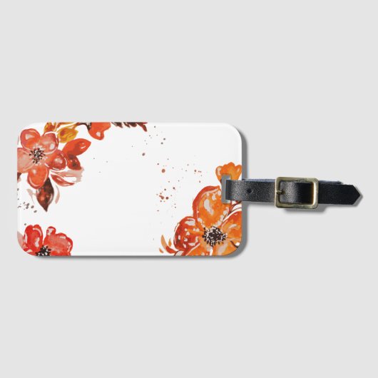 Waterverf oranje bloemcompacte spiegel bagagelabel (Voorkant (horizontaal))