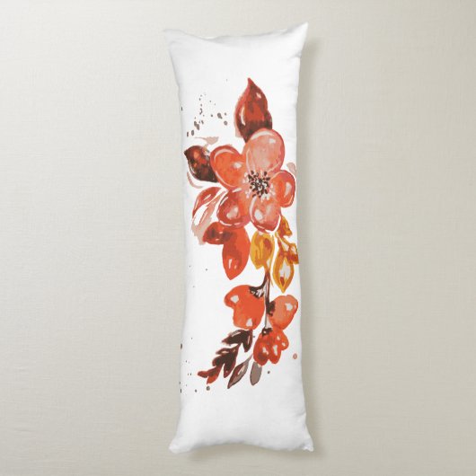 Waterverf oranje bloemcompacte spiegel lichaamskussen (Achterkant (Verticaal))