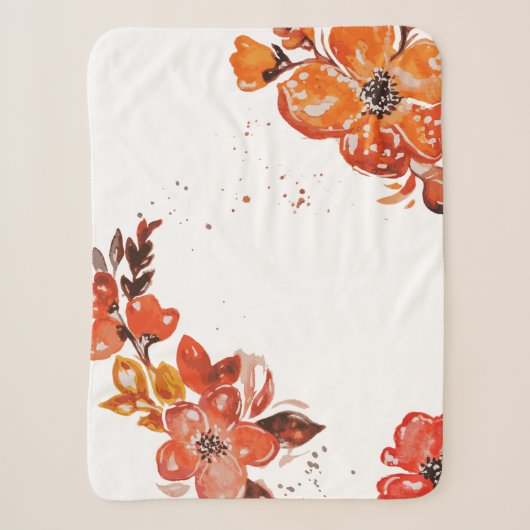 Waterverf oranje bloemcompacte spiegel sherpa deken (Voorkant)