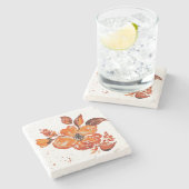 Waterverf oranje bloemcompacte spiegel stenen onderzetter (Zijkant)