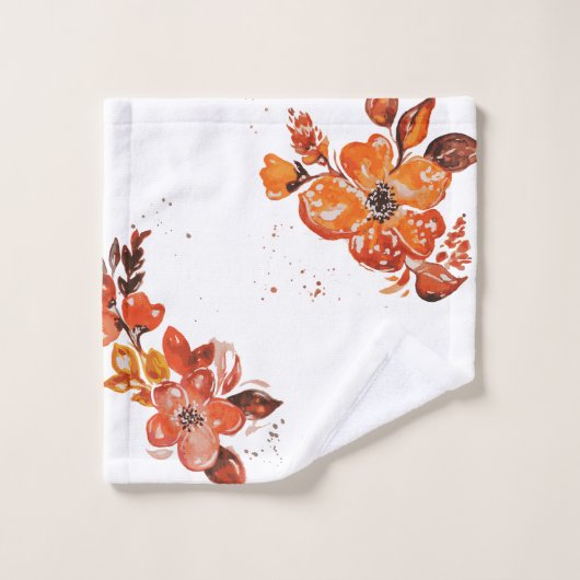 Waterverf oranje bloemcompacte spiegel washandje (Wasdoekje)