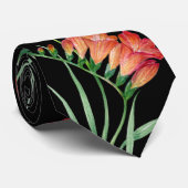 Waterverf Oranje bloemen Botanische illustratie Stropdas (Opgerold)