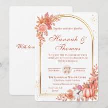 Waterverf Oranje Bloemen met Goud & Pompoenen Trou