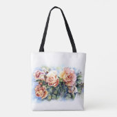 Waterverf oranje bloemen rozen illustratie tote bag (Achterkant)