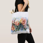 Waterverf oranje bloemen rozen illustratie tote bag (Dichtbij)