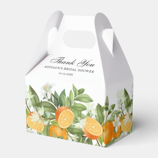 Waterverf Oranje bloesem Vrijgezellenfeest Dank u  Bedankdoosjes (Voorkant Zijde)