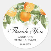 Waterverf Oranje bloesem Vrijgezellenfeest Dank u  Ronde Sticker (Voorkant)