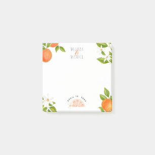 Waterverf Oranje bloesems Citrus Wedding Post-it® Notes