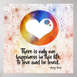 Waterverf Oranje & Blue Heart Love Quote Poster