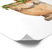 Waterverf Oranje boomtopiary in antiek urn Poster (Hoek)