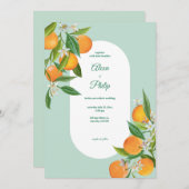 Waterverf Oranje bruiloft Kaart (Voorkant / Achterkant)