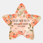 Waterverf Oranje Bruiloftsshower Ster Sticker (Voorkant)