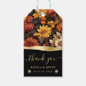 Waterverf Oranje Bruine Fall Leaves Wedding Cadeaulabel (Voorkant)