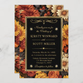 Waterverf Oranje Bruine Fall Leaves Wedding Kaart (Voorkant / Achterkant)