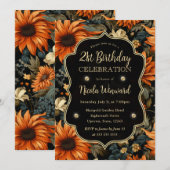 Waterverf Oranje bruine herfstbladeren 21e verjaar Kaart (Voorkant / Achterkant)