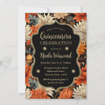 Waterverf Oranje Bruine Herfstbladeren Quinceanera